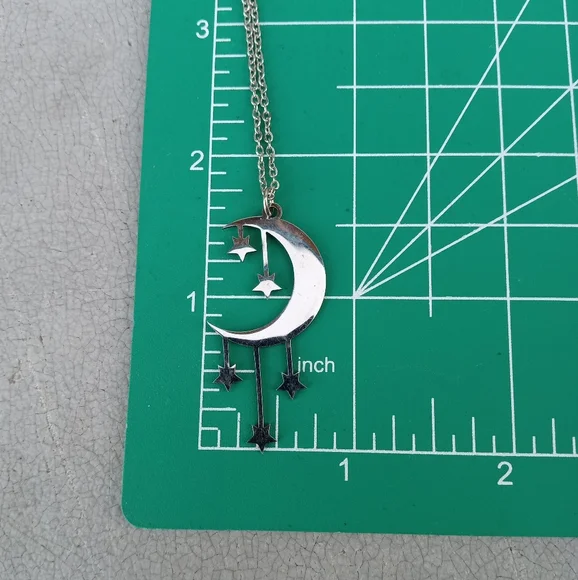 Stainless Steel Moon Star Necklace NWT - Picture 2 of 3